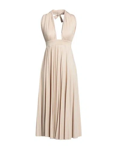 Kaos Jeans Woman Midi Dress Beige Size 4 Viscose, Polyester, Nylon, Elastane