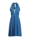 Kaos Jeans Woman Midi Dress Blue Size 2 Cotton, Polyester, Polyamide, Metallic Polyester, Elastane