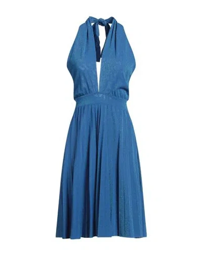 Kaos Jeans Woman Midi Dress Blue Size 2 Cotton, Polyester, Polyamide, Metallic Polyester, Elastane