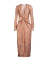 Kaos Jeans Woman Midi Dress Blush Size 4 Polyester In Animal Print