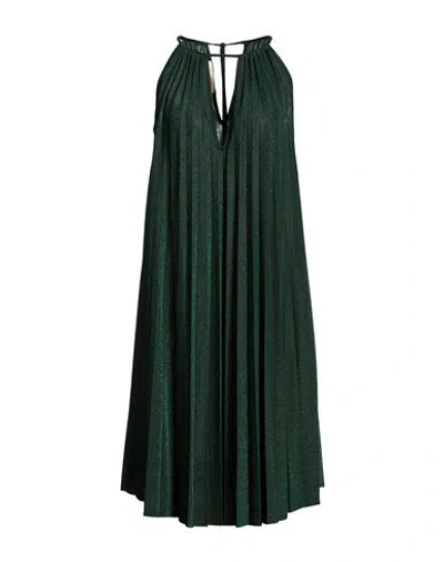 Kaos Jeans Woman Midi Dress Dark Green Size 10 Cotton, Polyester, Polyamide, Metallic Polyester, Ela
