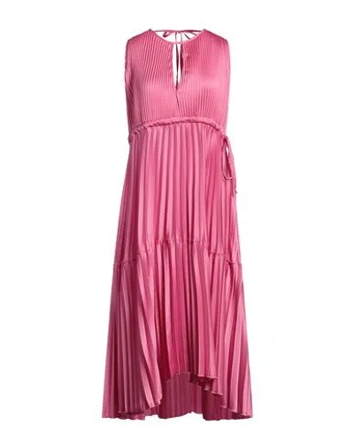 Kaos Jeans Woman Midi Dress Fuchsia Size 10 Polyester, Viscose, Elastane In Pink