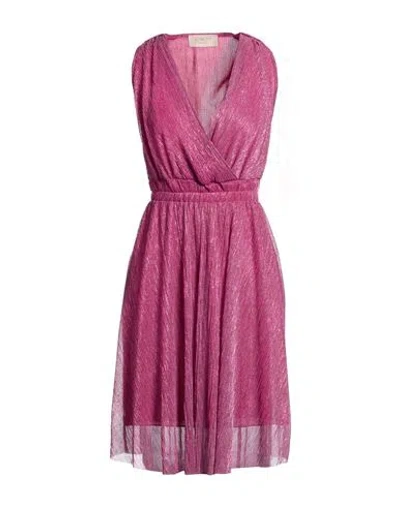 Kaos Jeans Woman Midi Dress Fuchsia Size 6 Polyester, Metallic Fiber In Black