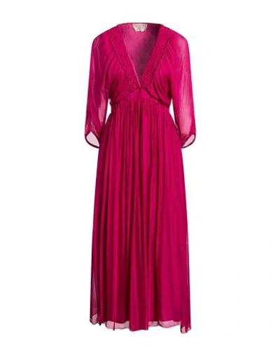 Kaos Jeans Woman Midi Dress Magenta Size 2 Viscose, Silk In Pink