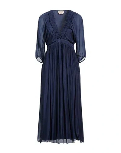 Kaos Jeans Woman Midi Dress Midnight Blue Size 10 Viscose, Silk
