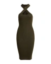 Kaos Jeans Woman Midi Dress Military Green Size M Viscose, Polyamide