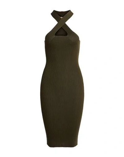 Kaos Jeans Woman Midi Dress Military Green Size M Viscose, Polyamide