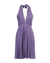 Kaos Jeans Woman Midi Dress Purple Size 8 Cotton, Polyester, Polyamide, Metallic Polyester, Elastane