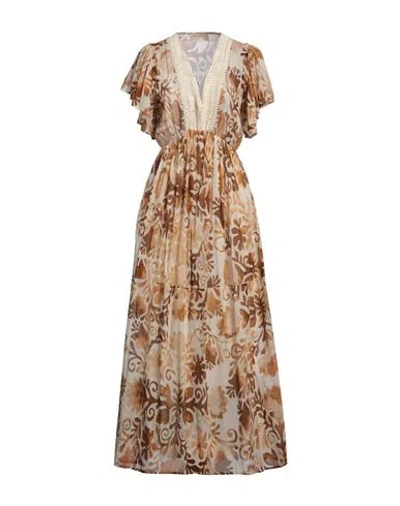 Kaos Jeans Woman Midi Dress Sand Size 10 Cotton In Beige