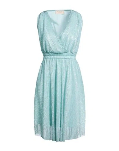 Kaos Jeans Woman Midi Dress Turquoise Size 6 Polyester, Metallic Fiber In Blue