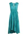 Kaos Jeans Woman Midi Dress Turquoise Size 2 Polyester, Viscose, Elastane In Blue