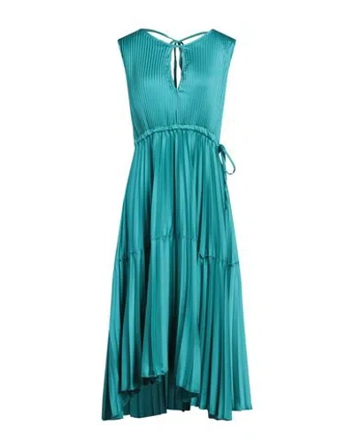 Kaos Jeans Woman Midi Dress Turquoise Size 2 Polyester, Viscose, Elastane In Blue