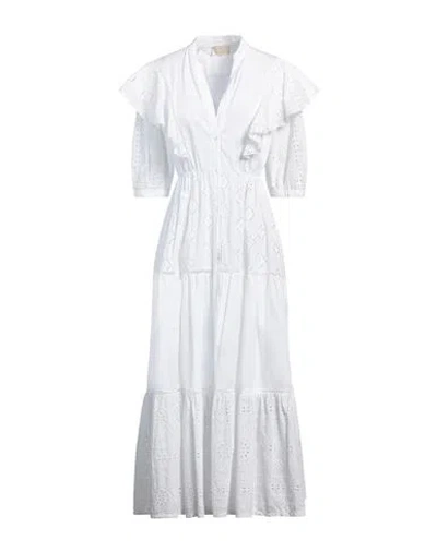 Kaos Jeans Woman Midi Dress White Size 8 Cotton