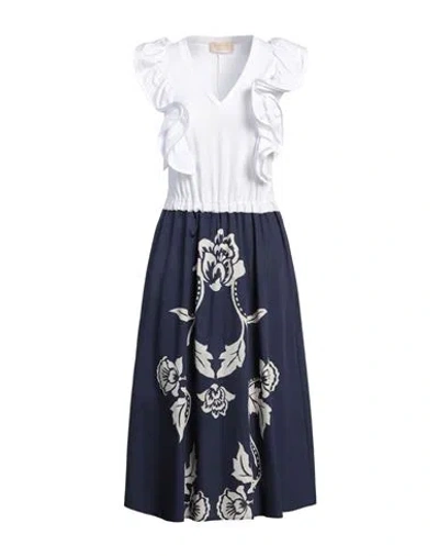Kaos Jeans Woman Midi Dress White Size 8 Cotton, Elastane