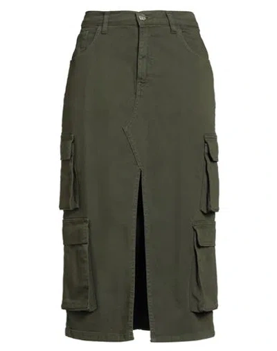 Kaos Jeans Woman Midi Skirt Military Green Size 8 Cotton, Elastane