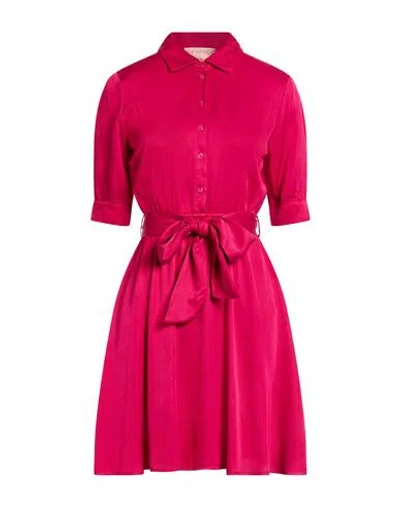 Kaos Jeans Woman Mini Dress Fuchsia Size 12 Viscose In Pink