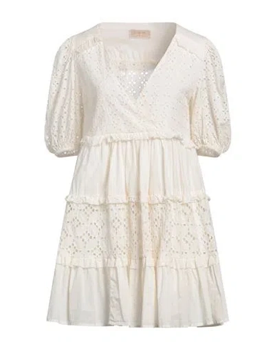 Kaos Jeans Woman Mini Dress Ivory Size 8 Cotton In White