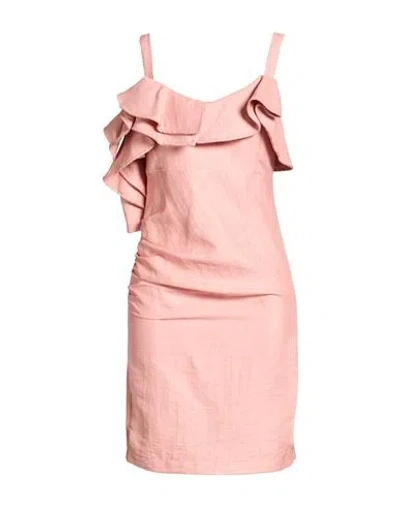 Kaos Jeans Woman Mini Dress Pink Size 4 Linen, Viscose, Polyamide