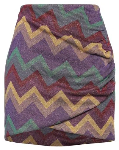 Kaos Jeans Woman Mini Skirt Purple Size 6 Polyester, Viscose, Metallic Fiber, Polyamide