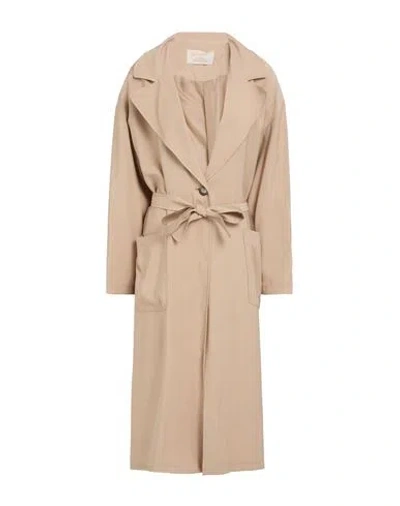 Kaos Jeans Woman Overcoat & Trench Coat Sand Size 8 Viscose, Polyester In Neutral