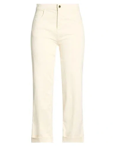 Kaos Jeans Woman Pants Cream Size 30 Cotton, Lyocell, Elastane In White