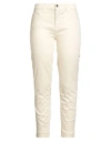 Kaos Jeans Woman Pants Cream Size 31 Cotton, Lyocell, Elastane In White