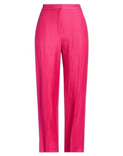 Kaos Jeans Woman Pants Fuchsia Size 6 Viscose, Linen, Polyester, Polyamide In Pink