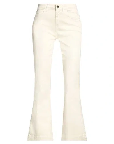 Kaos Jeans Woman Pants Light Grey Size 30 Cotton, Lyocell, Elastane In Neutral