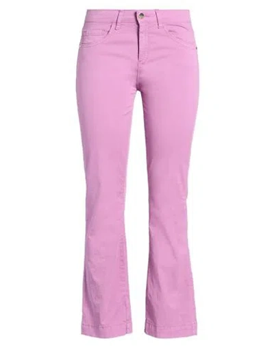 Kaos Jeans Woman Pants Lilac Size 26 Cotton, Elastane In Pink