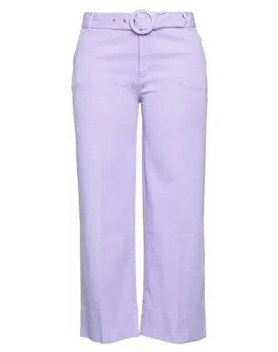 Kaos Jeans Woman Pants Lilac Size 28 Cotton, Elastane In Purple