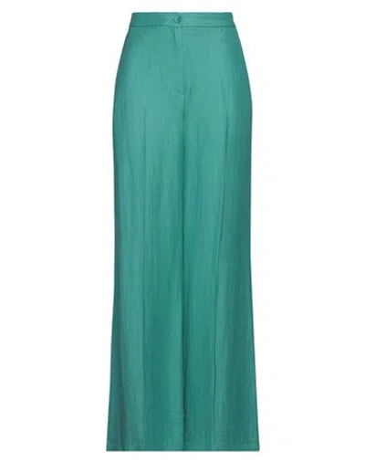 Kaos Jeans Woman Pants Turquoise Size 10 Linen, Viscose, Polyamide In Blue