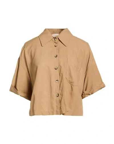 Kaos Jeans Woman Shirt Camel Size 8 Viscose, Linen In Neutral