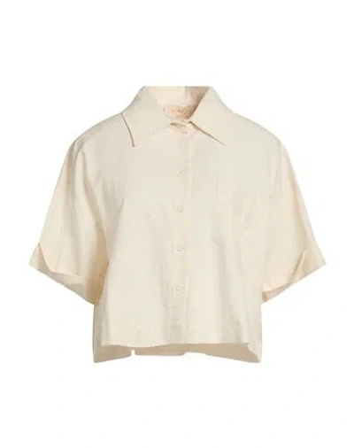 Kaos Jeans Woman Shirt Cream Size 8 Viscose, Linen In White