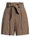 Kaos Jeans Woman Shorts & Bermuda Shorts Khaki Size 8 Viscose, Linen In Brown