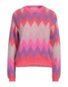 Kaos Jeans Woman Sweater Fuchsia Size Xl Acrylic, Mohair Wool, Polyamide In Pink