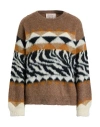 Kaos Jeans Woman Sweater Khaki Size M Acrylic, Mohair Wool, Polyamide, Polyester, Viscose In Sand