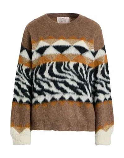 Kaos Jeans Woman Sweater Khaki Size M Acrylic, Mohair Wool, Polyamide, Polyester, Viscose In Sand