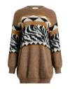 Kaos Jeans Woman Sweater Khaki Size M Acrylic, Mohair Wool, Polyamide, Viscose, Metallic Fiber In Sand