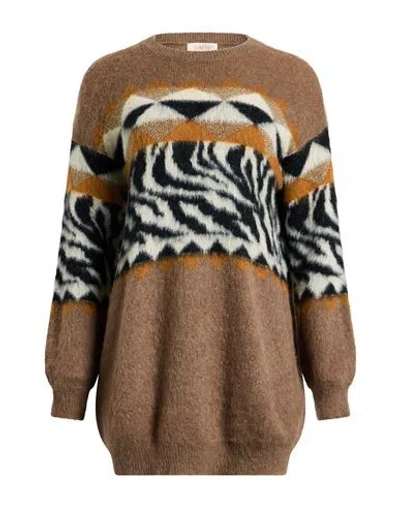 Kaos Jeans Woman Sweater Khaki Size M Acrylic, Mohair Wool, Polyamide, Viscose, Metallic Fiber In Sand