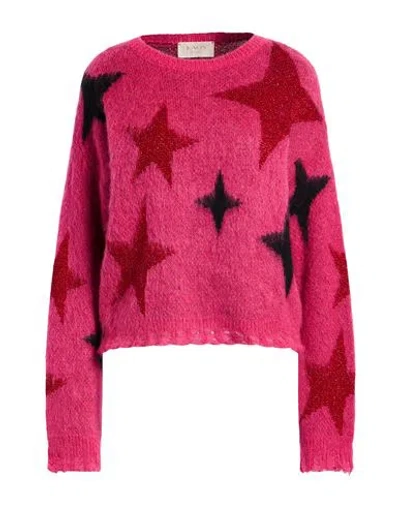 Kaos Jeans Woman Sweater Magenta Size S Mohair Wool, Viscose, Acrylic, Polyamide, Polyester In Purple