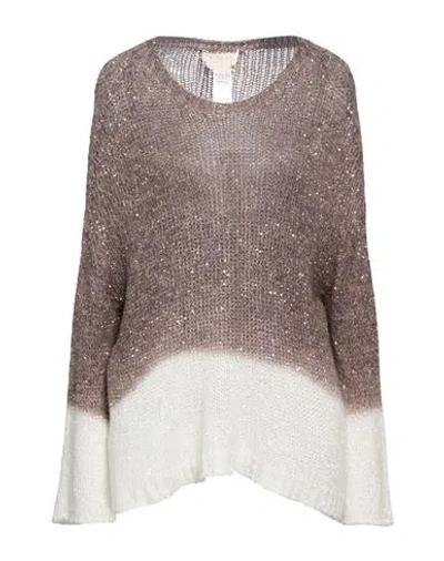 Kaos Jeans Woman Sweater Taupe Size M Polyamide, Acetate, Polyester, Mohair Wool, Wool In Brown