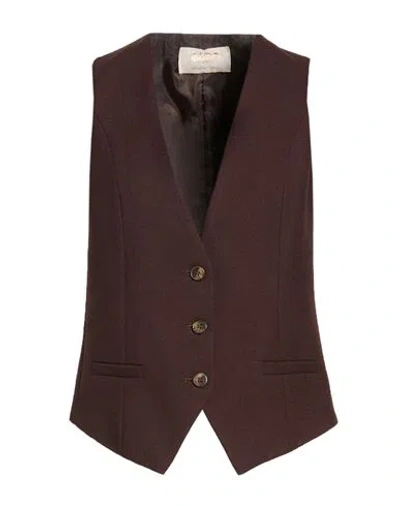Kaos Jeans Woman Tailored Vest Chocolate Brown Size 2 Polyester, Viscose, Elastane