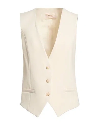 Kaos Jeans Woman Tailored Vest Cream Size 2 Polyester, Viscose, Elastane In Neutral