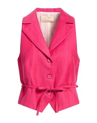 Kaos Jeans Woman Tailored Vest Magenta Size 8 Viscose, Linen, Polyester, Polyamide In Pink