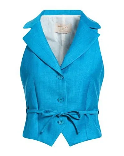 Kaos Jeans Woman Tailored Vest Turquoise Size 4 Viscose, Linen, Polyester, Polyamide In Blue