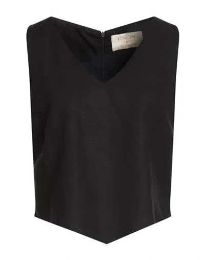 Kaos Jeans Woman Top Black Size 8 Viscose, Linen