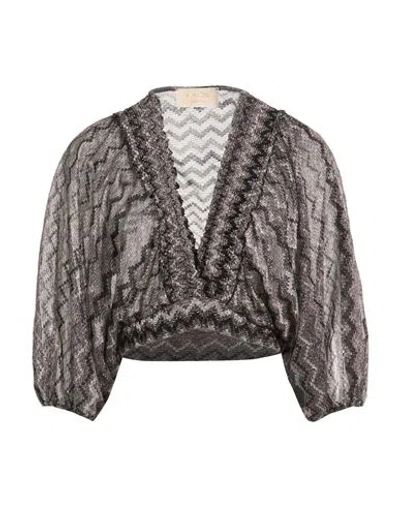 Kaos Jeans Woman Top Charcoal Size 8 Polyamide, Metallic Polyester, Polyester, Viscose In Gray