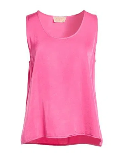 Kaos Jeans Woman Top Fuchsia Size 10 Viscose In Pink