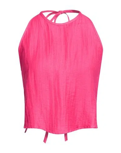Kaos Jeans Woman Top Fuchsia Size M Viscose, Linen, Polyester, Polyamide In Pink