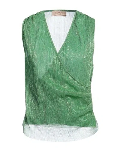 Kaos Jeans Woman Top Green Size 8 Polyester, Metallic Fiber